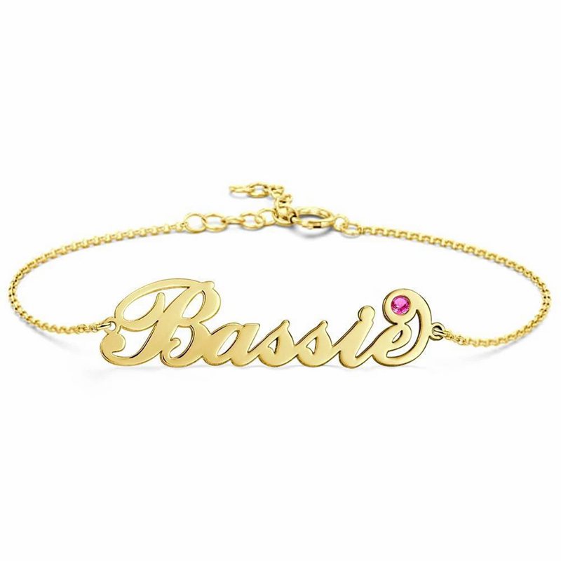 Name Bracelet with Custom Birthstone