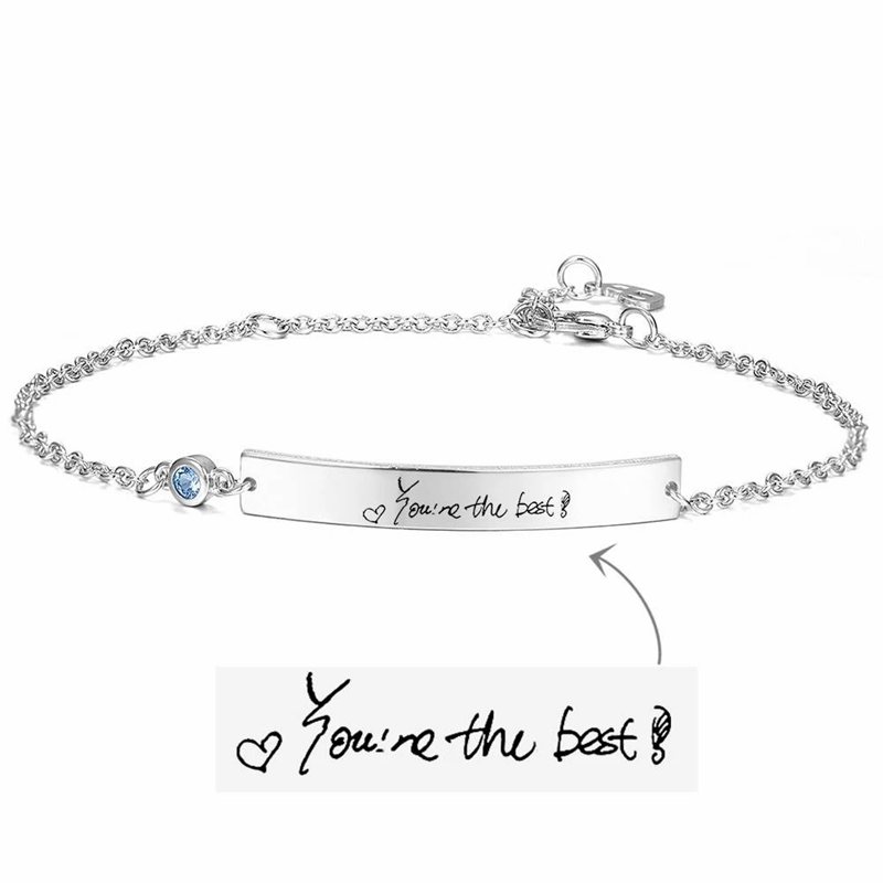 Personalized Actual Handwriting Photo Birthstone Bracelet