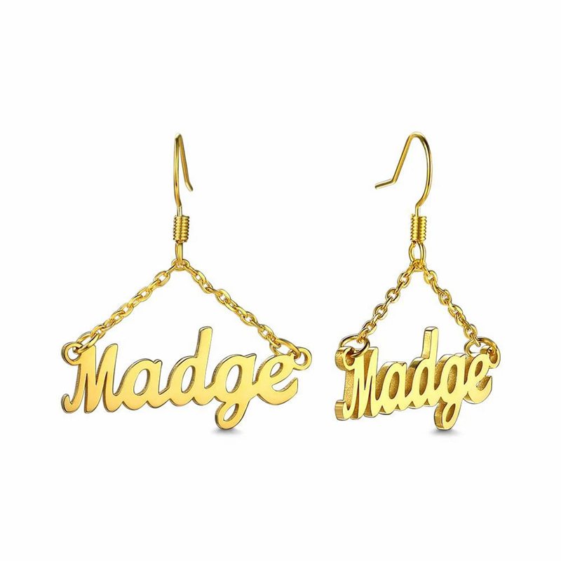 Personalized Triangle Shape Name Earrings