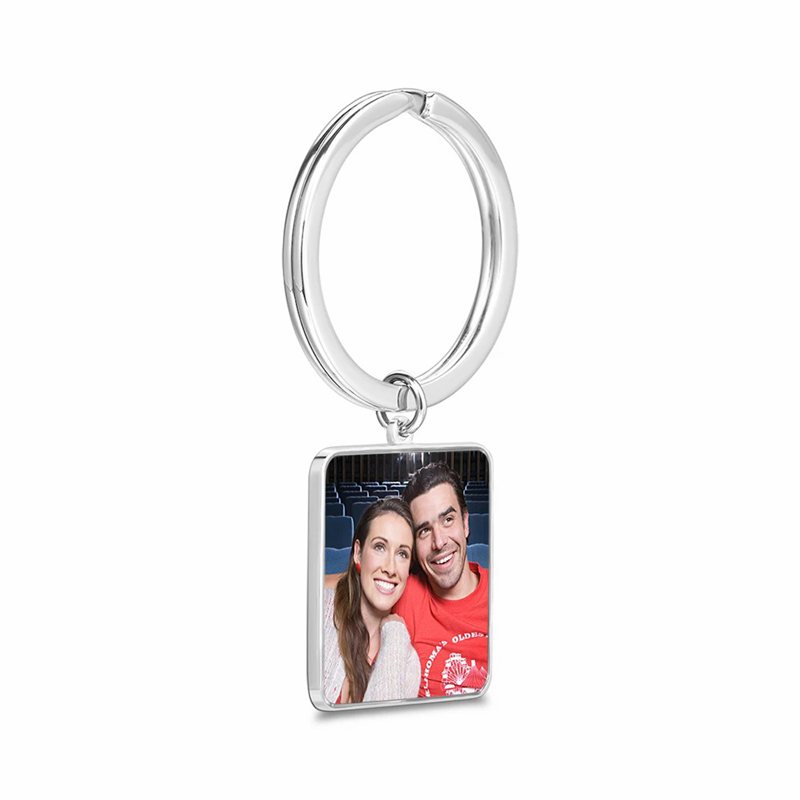 Engraved Square Tag Photo Key Chain
