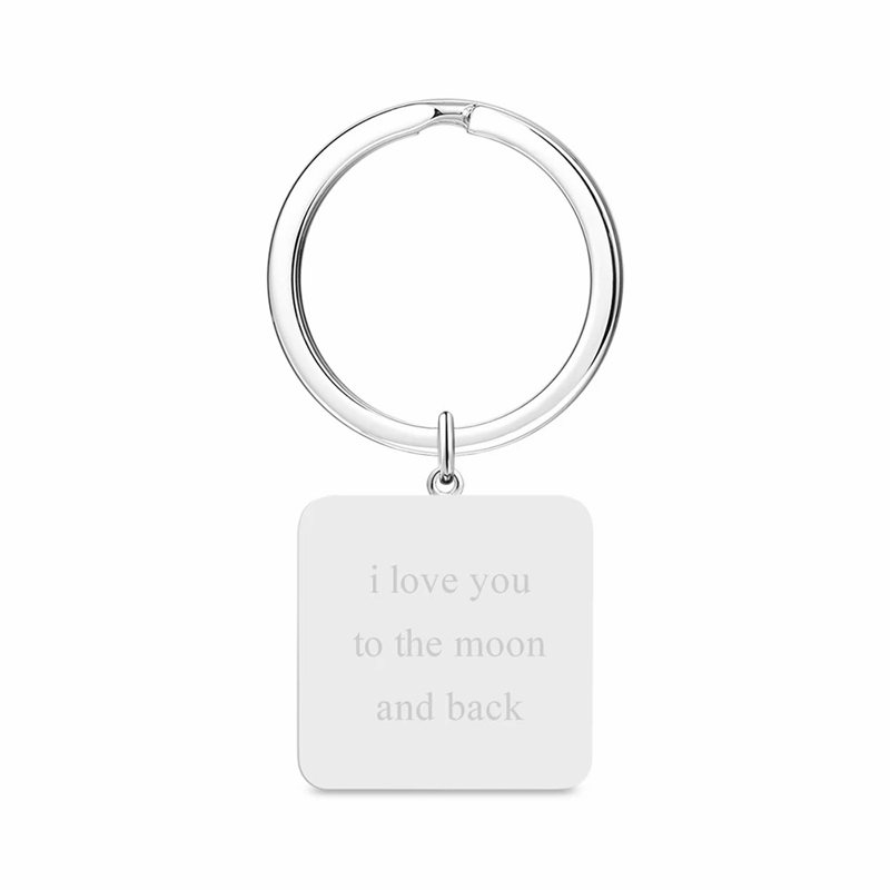 Engraved Square Tag Photo Key Chain