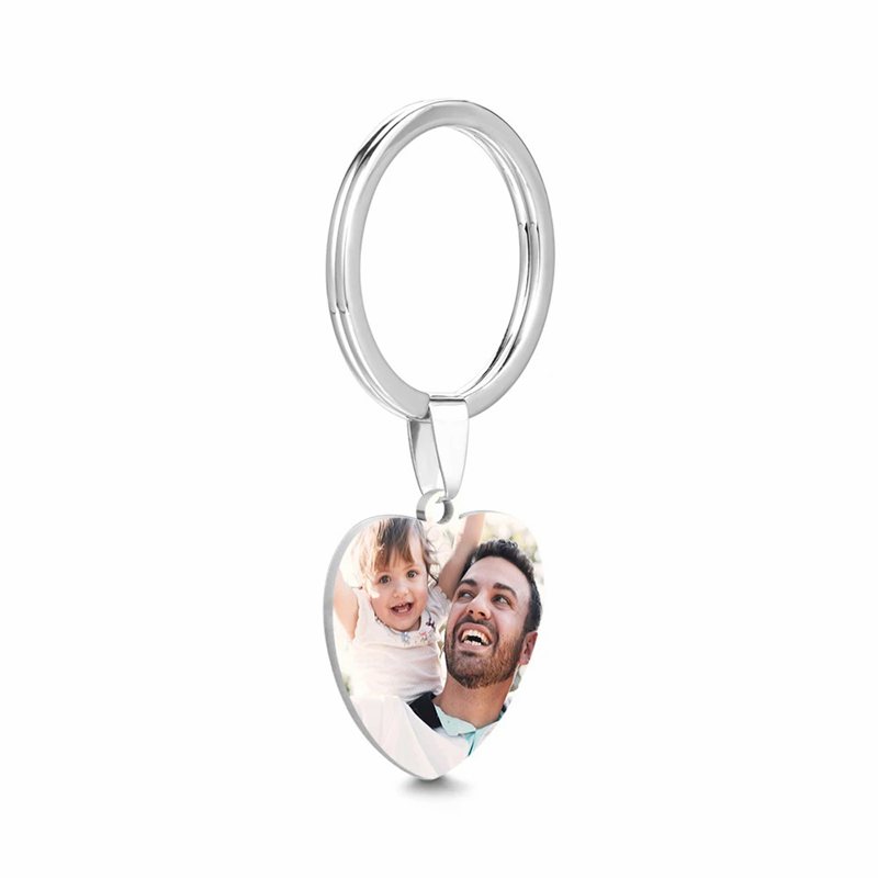 Heart Tag Photo Key Chain