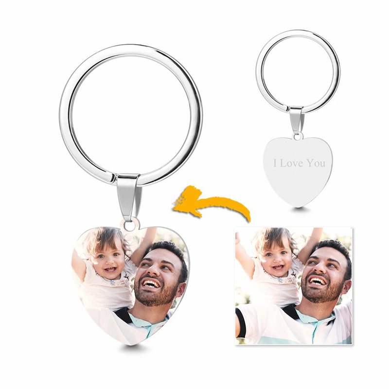 Heart Tag Photo Key Chain