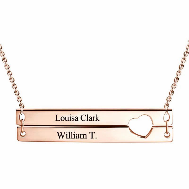 Engravable Heart Two Bar Necklace