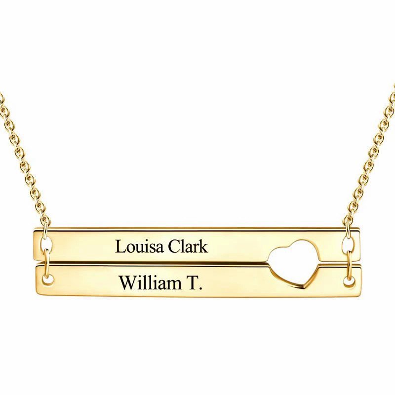 Engravable Heart Two Bar Necklace
