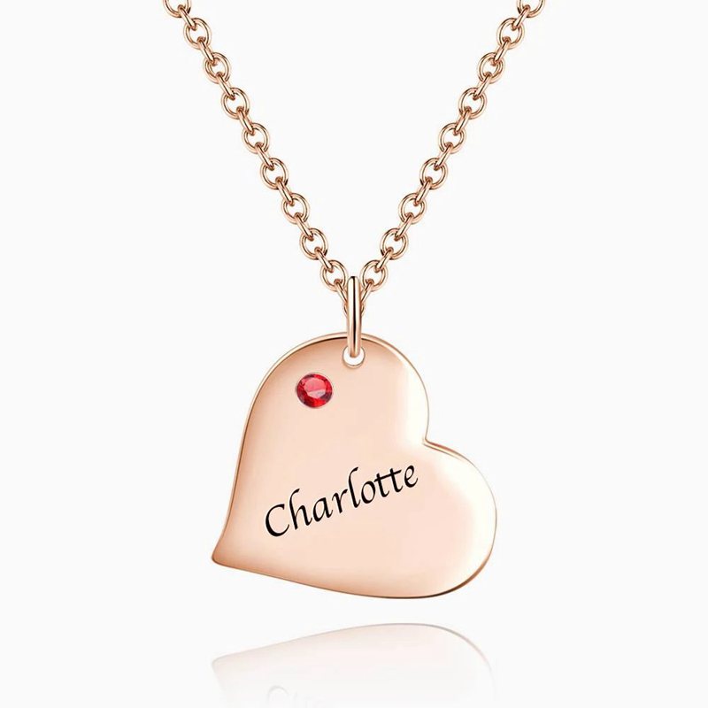 Heart Tag Personalized Birthstone Necklace