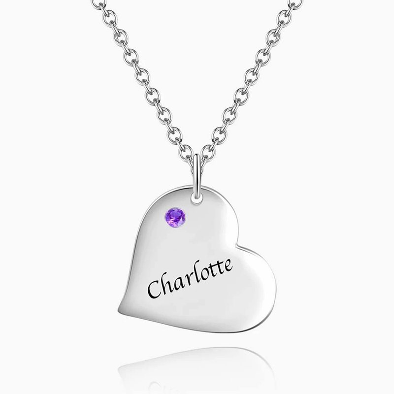 Heart Tag Personalized Birthstone Necklace