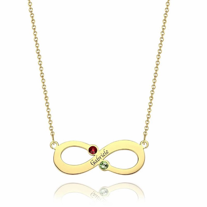 Name Necklace with Birthstone Infinity