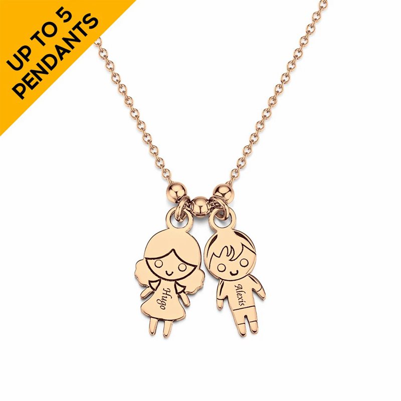 Personalized Initial Necklace with Children Charm
