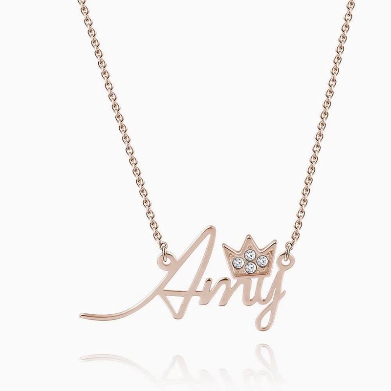 Personalized Swarovski Crystal Name Necklace With Crown