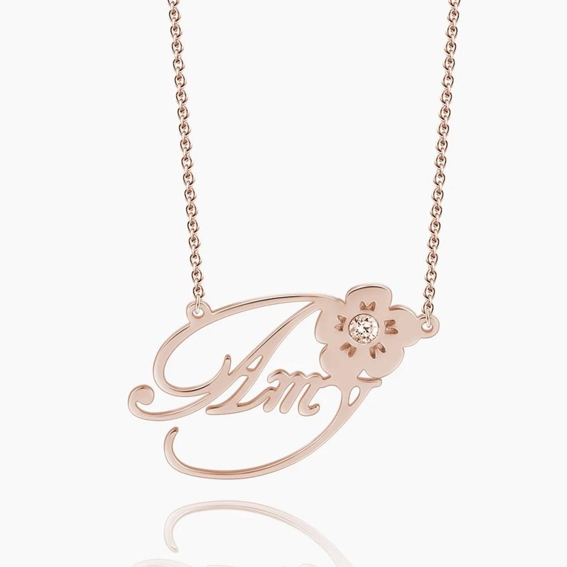 Personalized Swarovski Crystal Name Necklace With Flower Personalized Swarovski Crystal Name Necklace With Flower
