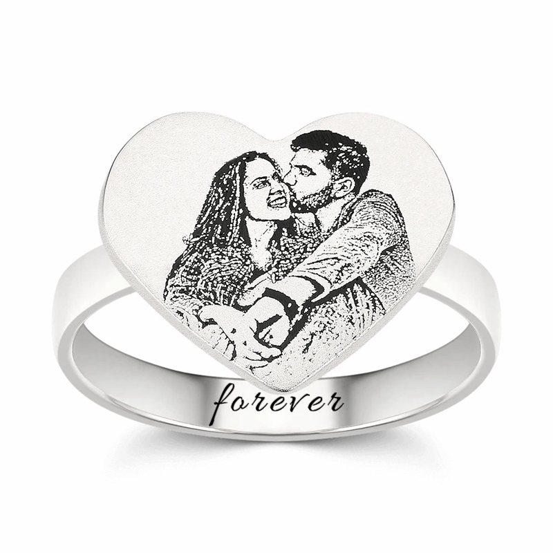 Heart Photo Engraved Ring