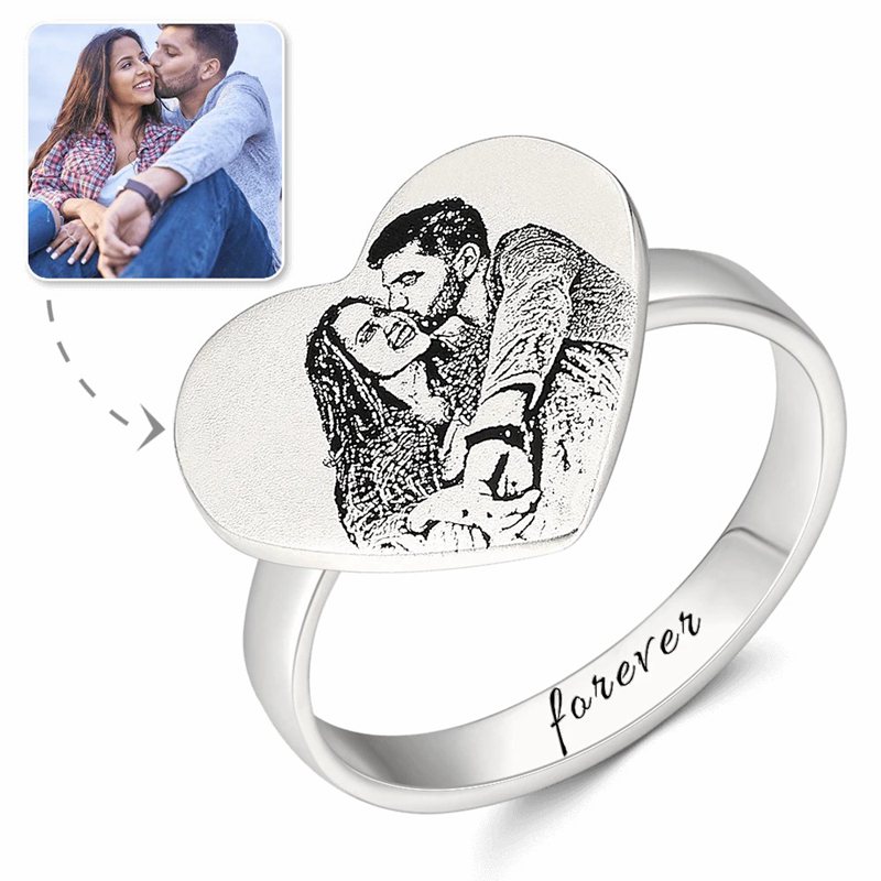 Heart Photo Engraved Ring