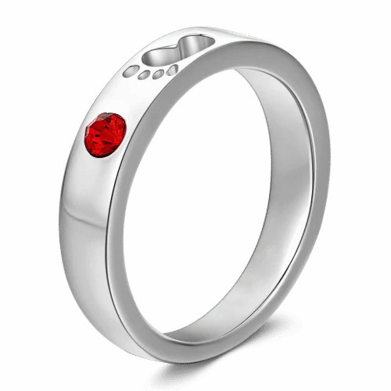 Personalized Birthstone Baby Footprint Promise Ring