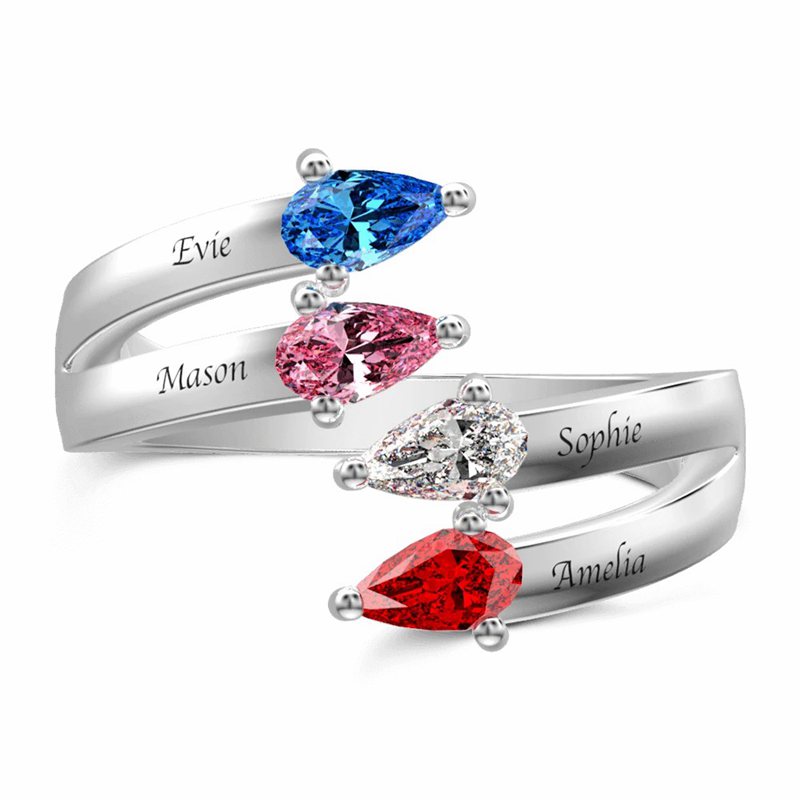 Personalized Birthstone Promise Ring 4 stone