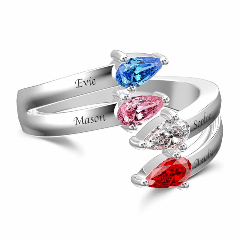 Personalized Birthstone Promise Ring 4 stone