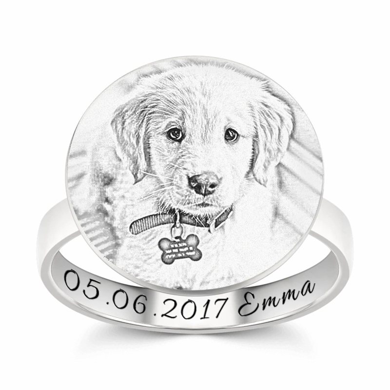 Round Photo Engraved Ring Round Photo Engraved Ring