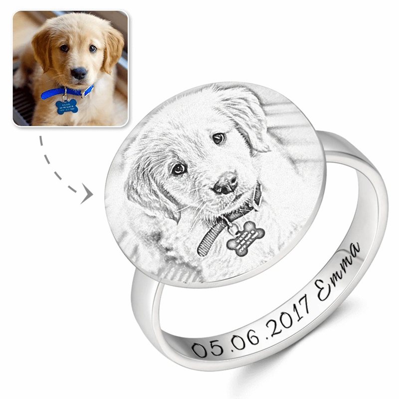 Round Photo Engraved Ring