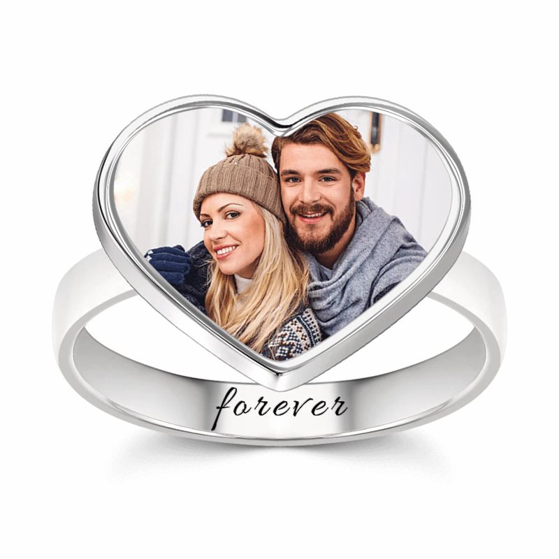 Women's Heart Photo Ring Picture Ring