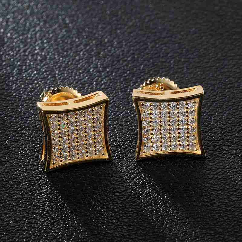 Square Bling Iced Out Stud Earring Factory China