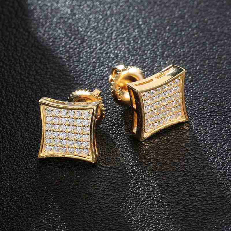 Square Bling Iced Out Stud Earring