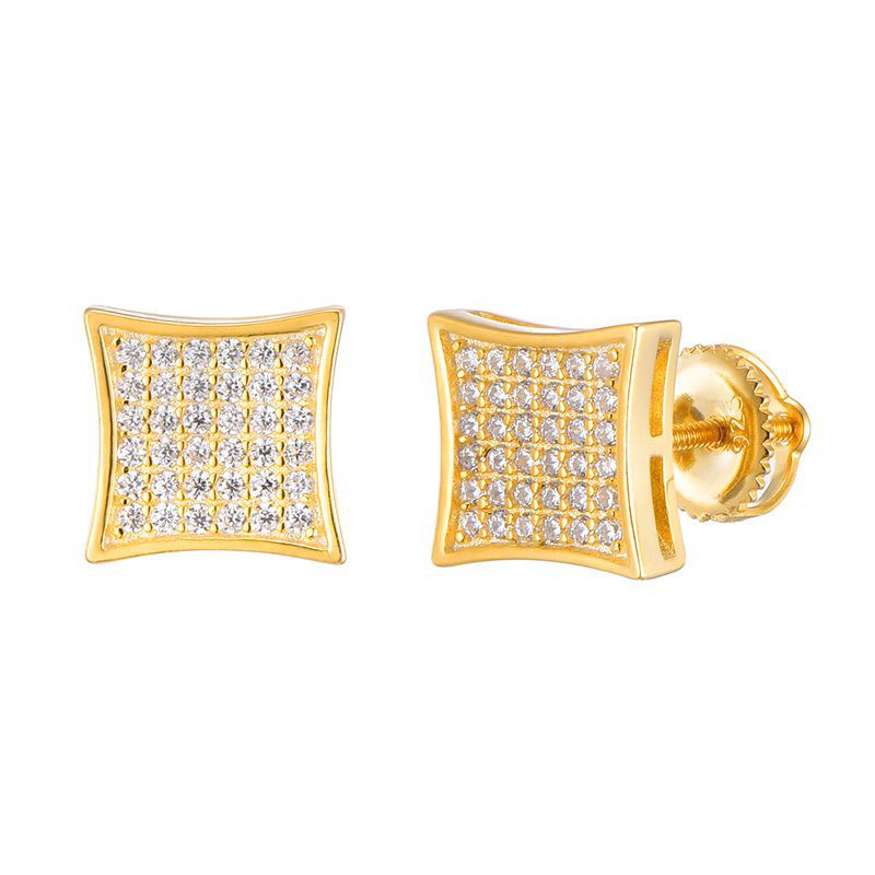 Square Bling Iced Out Stud Earring