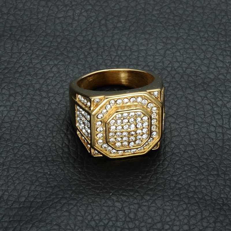 HIP Hop Titanium Stainless Steel Micro Pave Rhinestone Ring