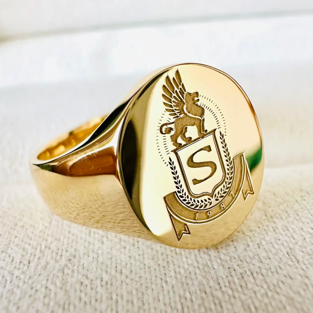 family & school crest signet ring